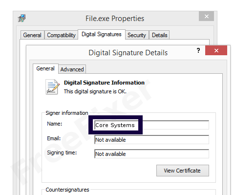 Screenshot of the Core Systems certificate